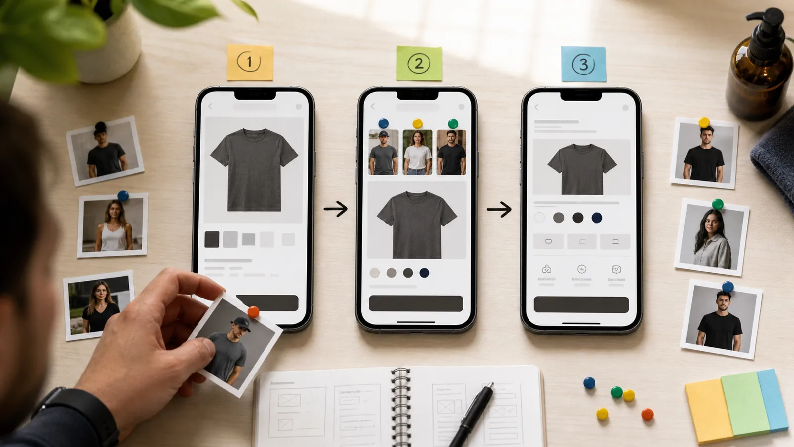 Mobile product page sequence moving customer photos before variant and cart decisions