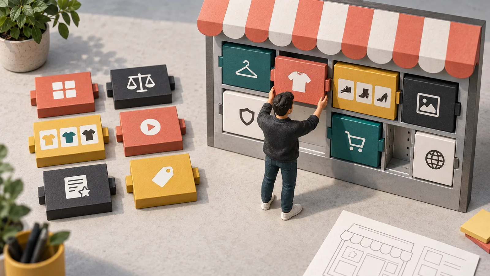 Ecommerce operator fitting buyer-journey requirements into a modular Shopify storefront frame