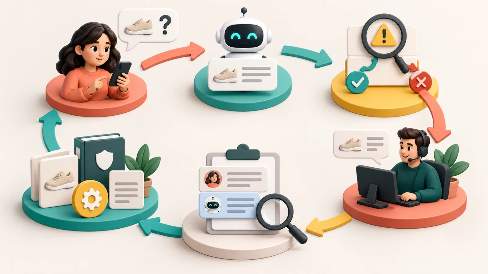 Shopify Inbox AI answer review loop with uncertainty gate, human handoff, and source correction