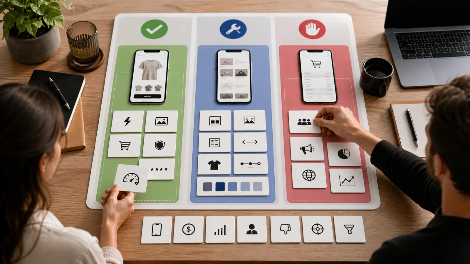 Shopify mobile conversion decision board for fixes redesign and traffic diagnosis