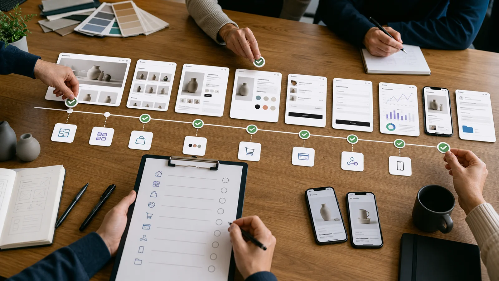 Shopify redesign launch QA map with homepage collection PDP cart checkout and mobile checkpoints