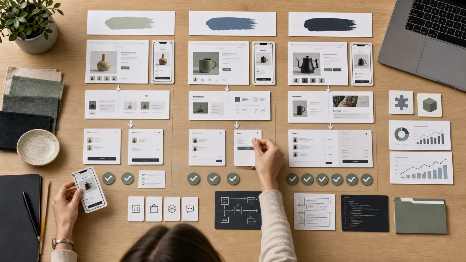 Shopify redesign scope matrix comparing theme tweaks section rebuilds and full journey redesign