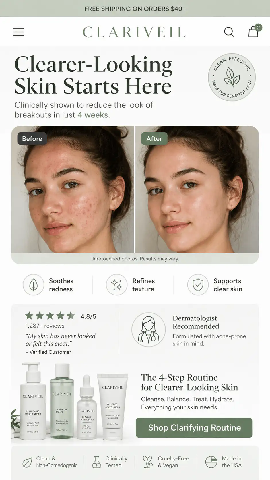 Before and after offer section reference