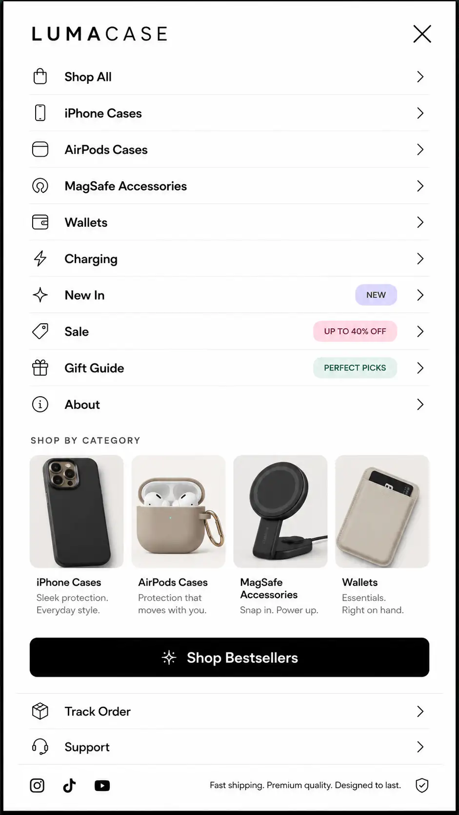 Mobile Shopify interface example showing compact navigation and product path decisions